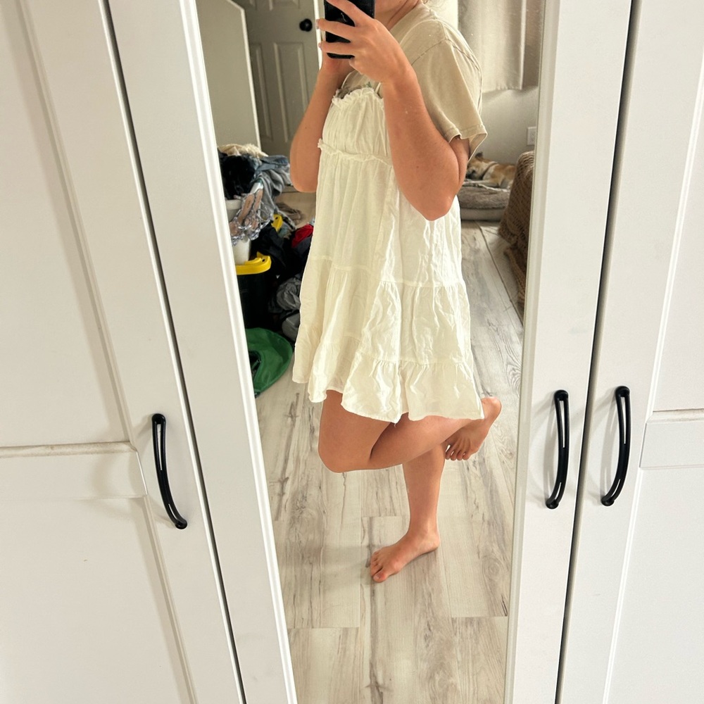 NWT Zara White Ruffled Mini Dress - Picture 2 of 5